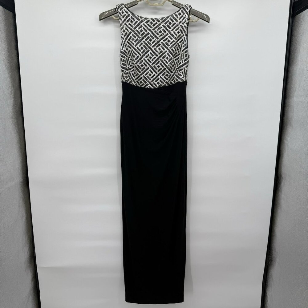 Lauren Ralph Lauren Maxi Dress Jersey Skirt Sequin Top Black Size 2